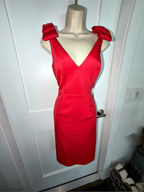 Eliza J Mini Dress in deep coral or red formal occasion sexy